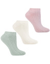 Skarpetki damskie stopki bawełniane prążkowane 3-pak WIELOKOLOROWY