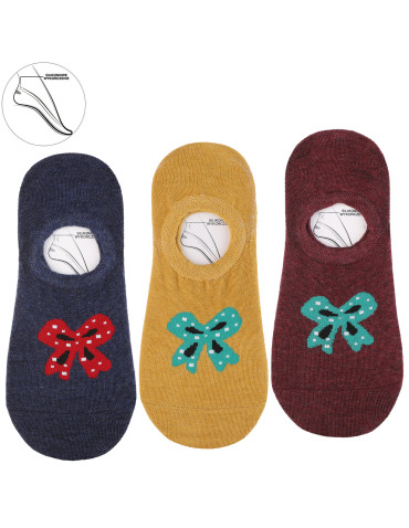 Niskie stopki - Skarpetki damskie niskie stopki w kokardki 3-pak WIELOKOLOROWY - produkt 9