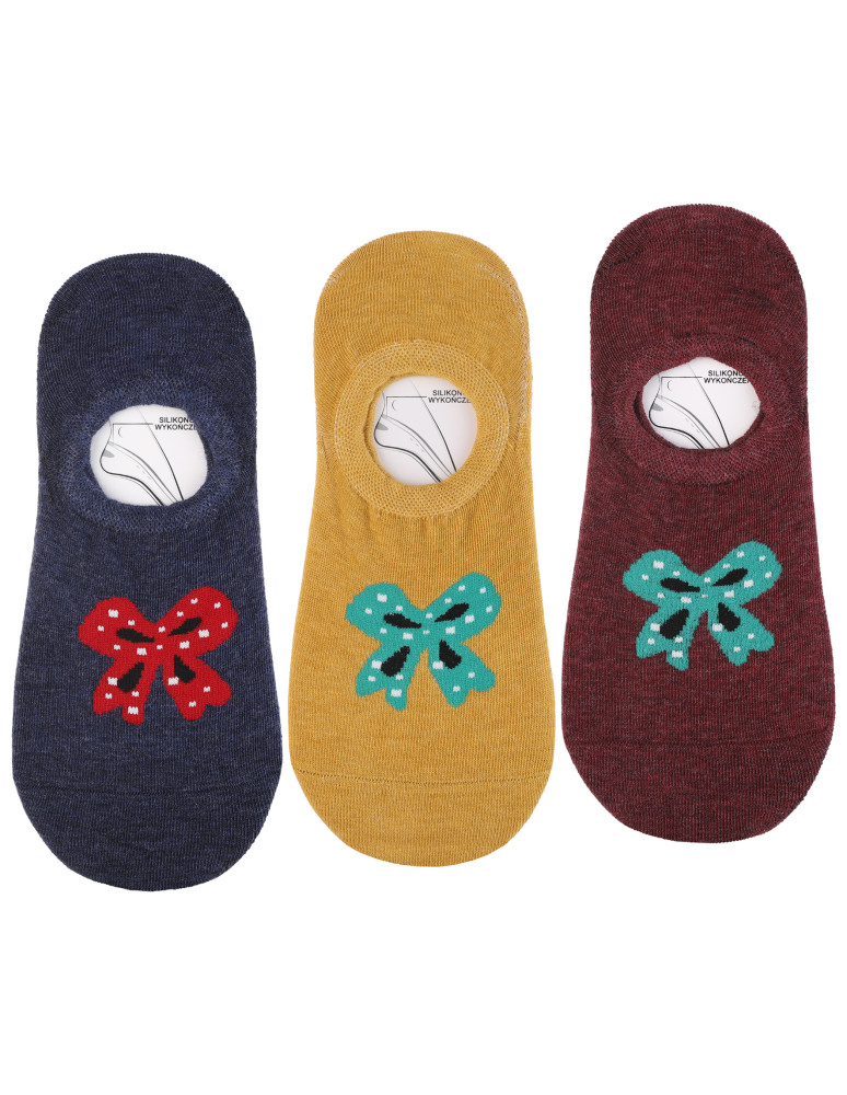 Niskie stopki - Skarpetki damskie niskie stopki w kokardki 3-pak WIELOKOLOROWY - produkt moraj.pl 1