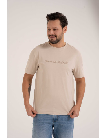 T-shirt męski bawełniany z haftowanym napisem o klasycznym kroju