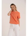 T-shirt damski bawełniany gładki o klasycznym kroju POMARAŃCZOWY