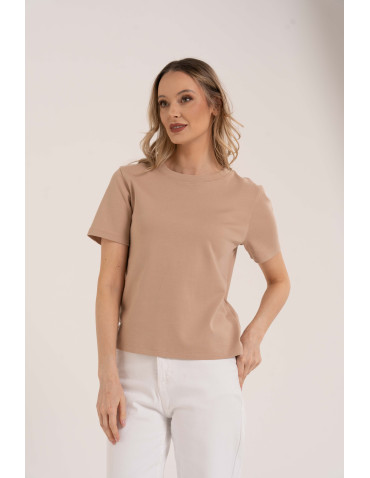 T-shirt damski bawełniany gładki o klasycznym kroju