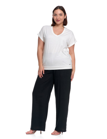 Bawełniana bluzka damska z domieszką modalu i dekoltem V - produkt 2