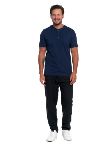 Koszulka męska bawełniana typu henley z krótkim rękawem