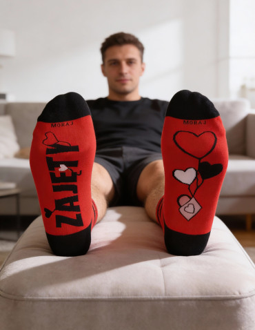 Skarpety stopki - Skarpetki stopki męskie nie do pary na walentynki CZERWONY - produkt 4