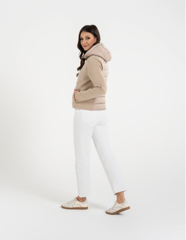 Kurtki i kamizelki - Kurtka damska przejściowa z kapturem BEŻOWY - produkt 9