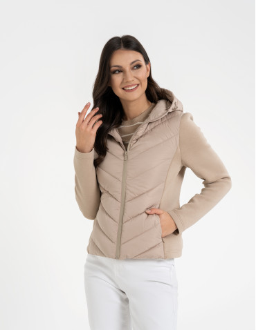 Kurtki i kamizelki - Kurtka damska przejściowa z kapturem BEŻOWY - produkt 3