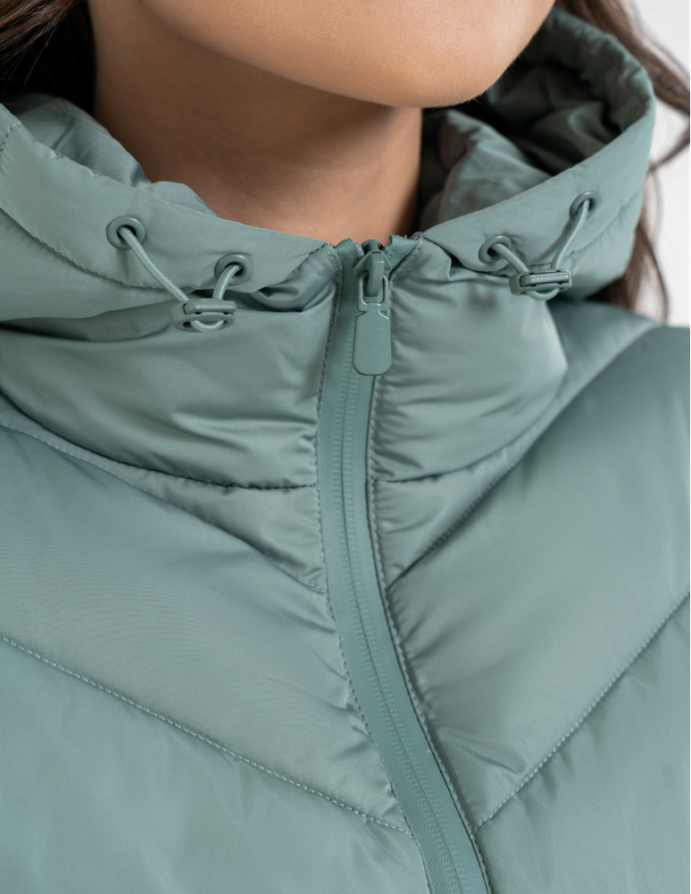 Kurtki i kamizelki - Kurtka damska przejściowa z kapturem JASNY ZIELONY  - produkt moraj.pl 4