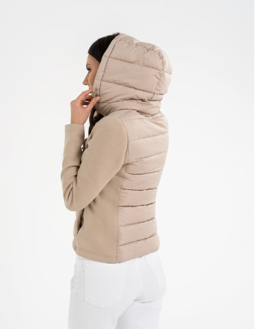 Kurtki i kamizelki - Kurtka damska przejściowa z kapturem BEŻOWY - produkt 4
