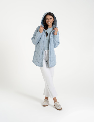 Kurtki i kamizelki - Kurtka damska przejściowa z kapturem i mankietami NIEBIESKI - produkt 4