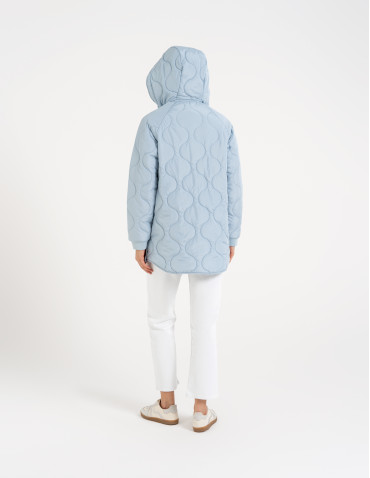 Kurtki i kamizelki - Kurtka damska przejściowa z kapturem i mankietami NIEBIESKI - produkt 8