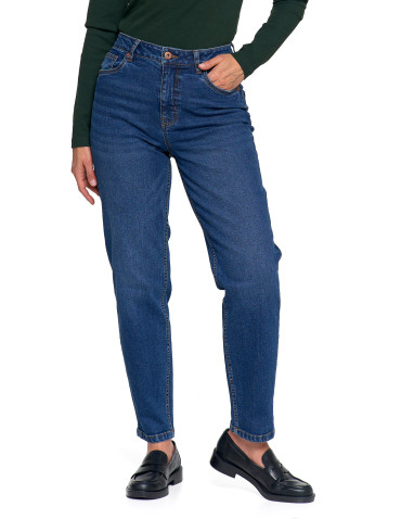Spodnie damskie - Damskie spodnie jeansowe mom fit NIEBIESKI - produkt 10
