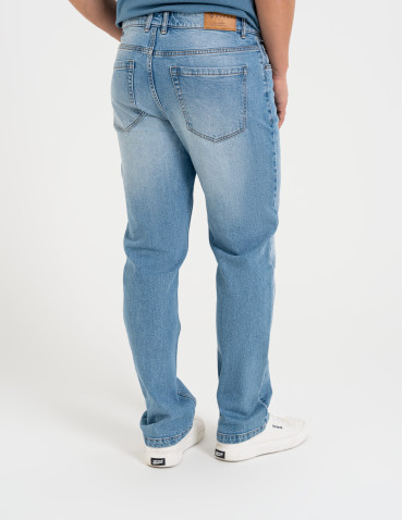 Spodnie męskie - Męskie jeansy klasyczne spodnie JASNY NIEBIESKI  - produkt 2