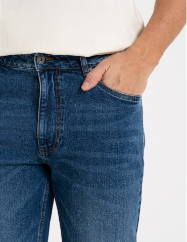 Spodnie męskie - Męskie jeansy klasyczne spodnie NIEBIESKI - produkt 3