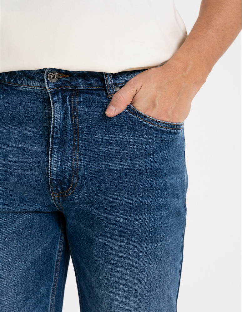 Spodnie męskie - Męskie jeansy klasyczne spodnie NIEBIESKI  - produkt moraj.pl 3