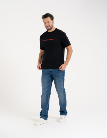 Koszulki i Tank Topy - Męska koszulka z krótkim rękawem o regularnym kroju z printem CZARNY - produkt 5