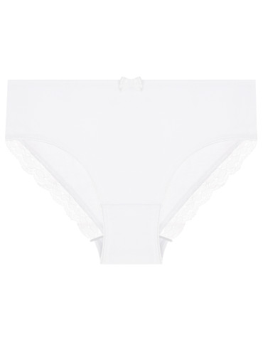 Majtki figi dziewczęce bawełniane z koronkowym wykończeniem 3-pak - BIAŁY  - produkt 2