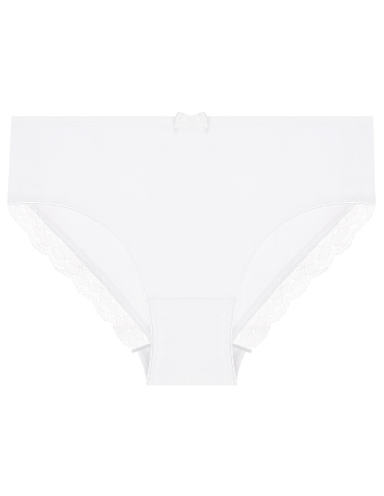 Figi - Majtki figi dziewczęce bawełniane z koronkowym wykończeniem 3-pak BIAŁY  - produkt moraj.pl 2