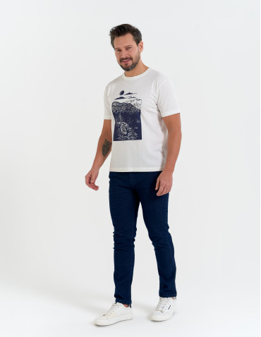 Koszulki i Tank Topy - T-shirt męski koszulka z motywem żeglarskim BIAŁY - produkt 5