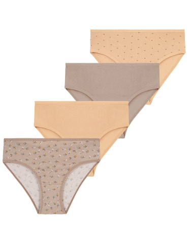 Figi dziewczęce bawełniane w delikatne wzory 4-pak - WIELOKOLOROWY