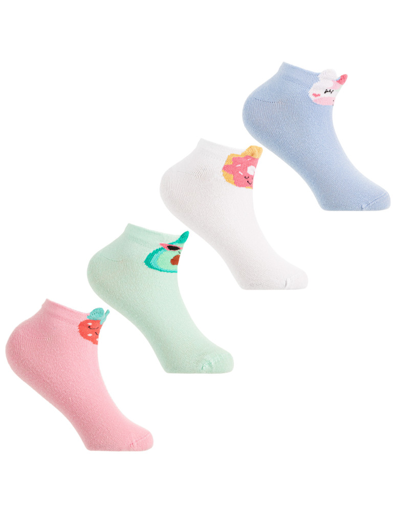 Stopki - Dziewczęce stopki skarpetki z uroczymi wzorami 4-pak WIELOKOLOROWY - produkt moraj.pl 1