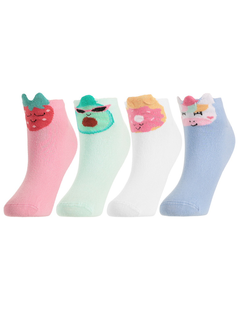 Stopki - Dziewczęce stopki skarpetki z uroczymi wzorami 4-pak WIELOKOLOROWY  - produkt moraj.pl 2