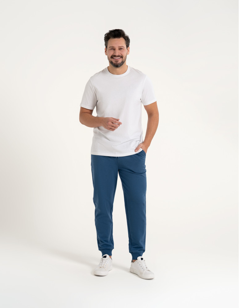 Spodnie dresowe - Spodnie męskie dresowe bawełniane z kieszeniami NIEBIESKI - produkt moraj.pl 1