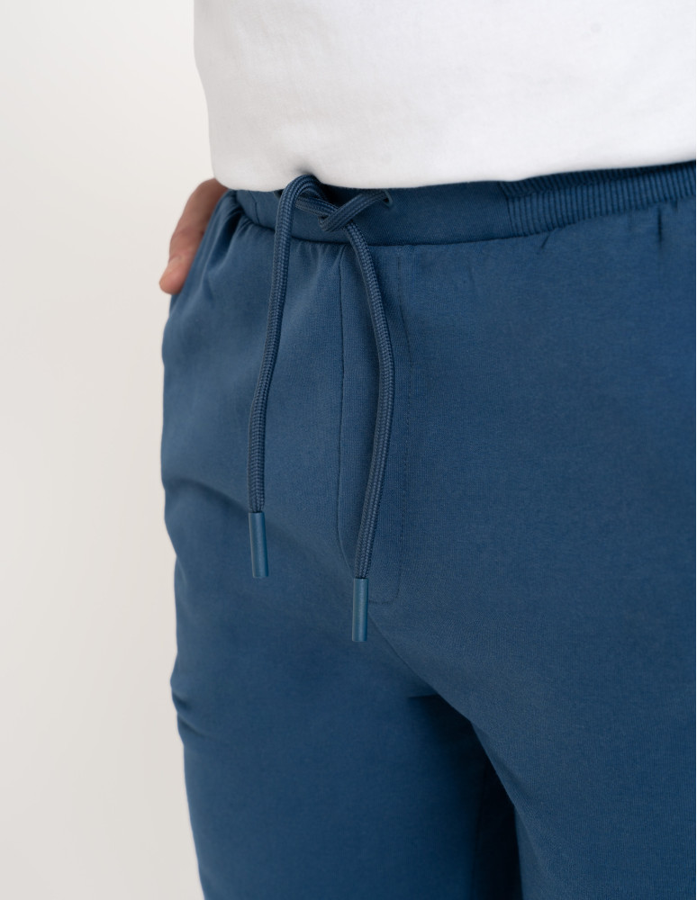 Spodnie dresowe - Spodnie męskie dresowe bawełniane z kieszeniami NIEBIESKI  - produkt moraj.pl 3