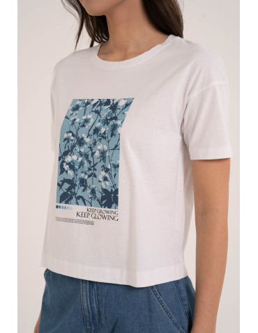 Koszulka damska bawełniana z krótkim rękawem i nadrukiem  - produkt 2