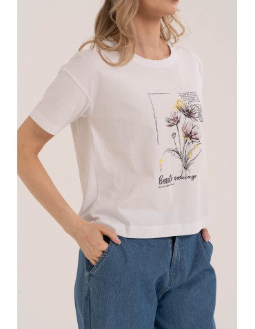 Koszulki z krótkim rękawem - Koszulka damska bawełniana z krótkim rękawem i nadrukiem WZÓR 2 - produkt 2