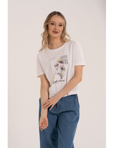 Koszulki z krótkim rękawem - Koszulka damska bawełniana z krótkim rękawem i nadrukiem WZÓR 2 - produkt 3