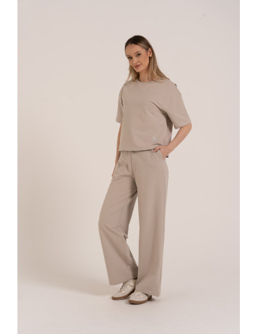 Spodnie dresowe - Spodnie damskie dresowe bawełniane z wysokim stanem SZARY - produkt 2