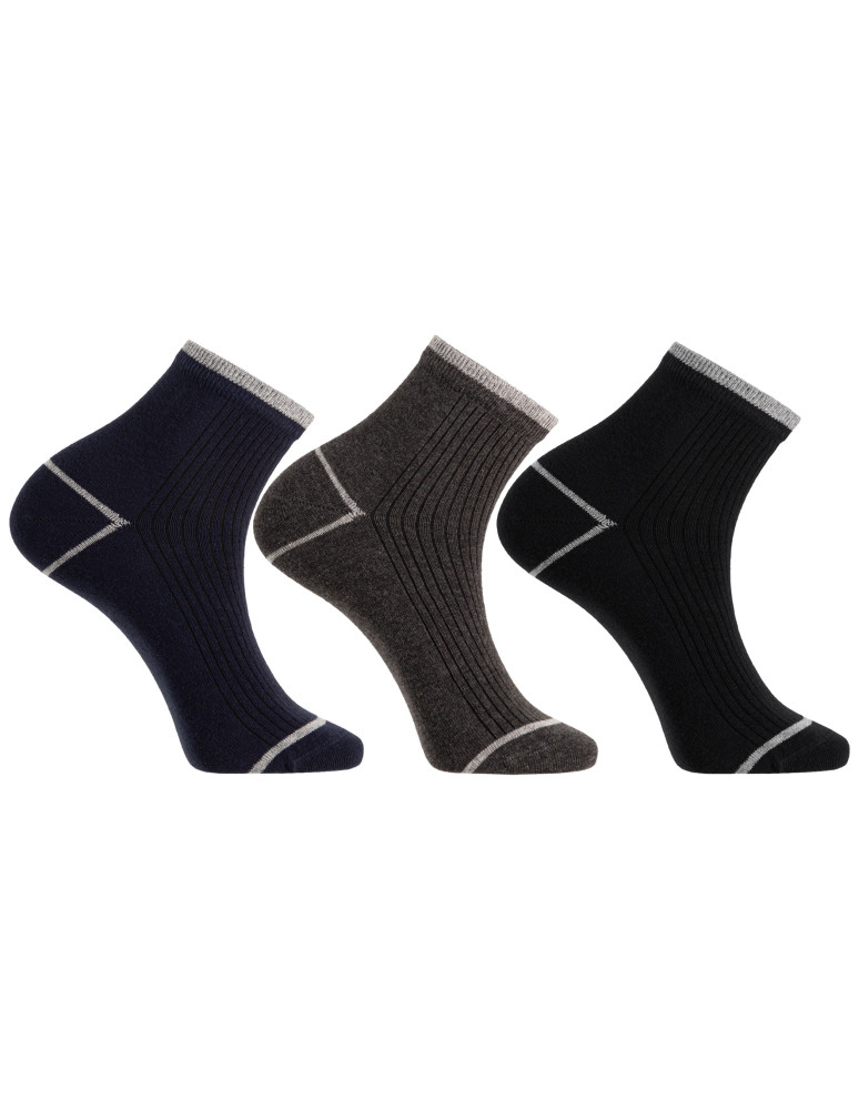 Skarpetki męskie za kostkę klasyczne bawełniane 3-pak WIELOKOLOROWY