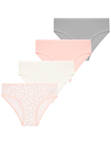 Figi dziewczęce bawełniane klasyczne 4-pak - WIELOKOLOROWY