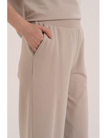 Spodnie dresowe - Spodnie damskie dresowe bawełniane z wysokim stanem SZARY - produkt 3