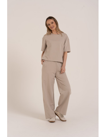 Spodnie dresowe - Spodnie damskie dresowe bawełniane z wysokim stanem SZARY - produkt 1