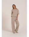 Spodnie damskie dresowe bawełniane z wysokim stanem SZARY