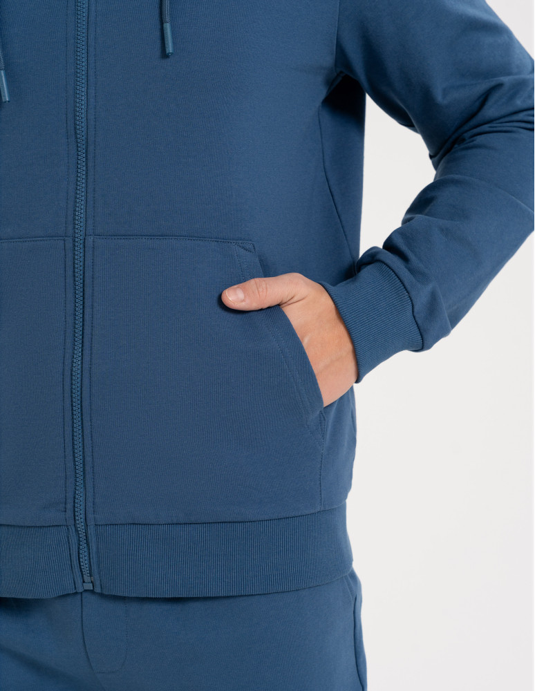 Bluzy dresowe - Bluza męska rozpinana gładka bawełniana z kieszeniami NIEBIESKI - produkt moraj.pl 6