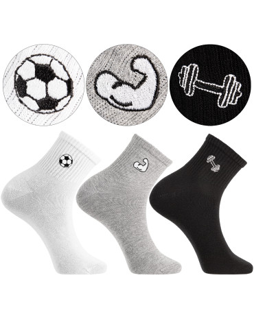 Skarpetki męskie bawełniane z motywem sportowym 3-pak