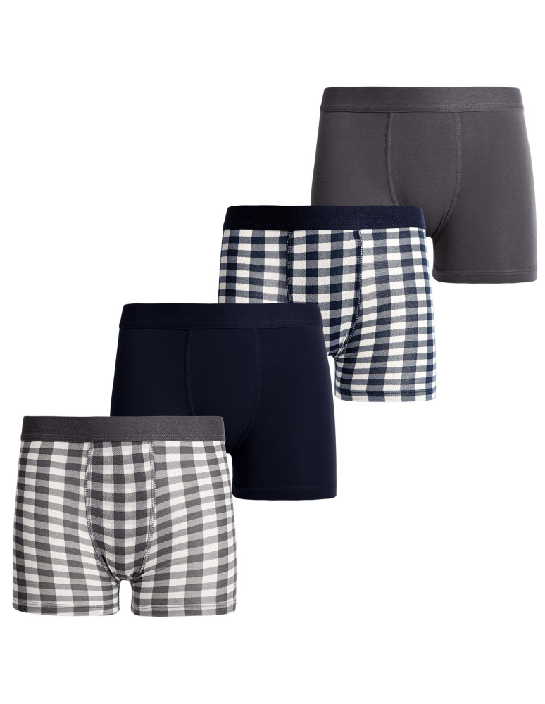 Bokserki - Majtki chłopięce bokserki bawełniane gładkie i w kratkę 4-pak WIELOKOLOROWY - produkt moraj.pl 1
