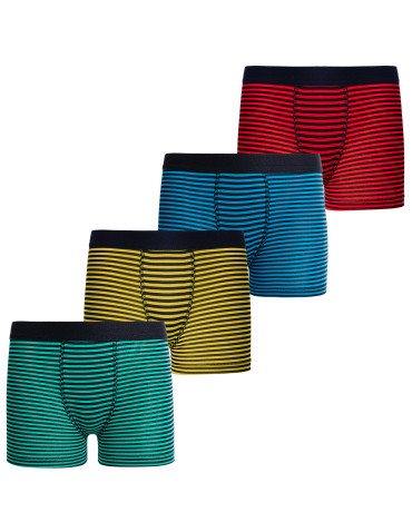 Bokserki chłopięce bawełniane kolorowe w paski 4-pak - WIELOKOLOROWY