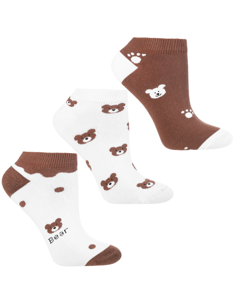 Stopki klasyczne - Skarpetki damskie stopki bawełniane w misie 3-pak WIELOKOLOROWY - produkt moraj.pl 1