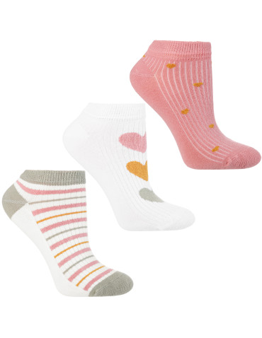 Skarpetki damskie stopki bawełniane wielokolorowe wzory 3-pak - WIELOKOLOROWY