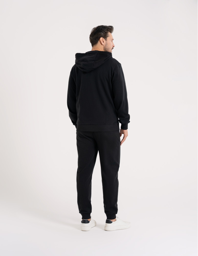 Bluzy dresowe - Bluza męska rozpinana gładka bawełniana z kieszeniami CZARNY - produkt moraj.pl 9