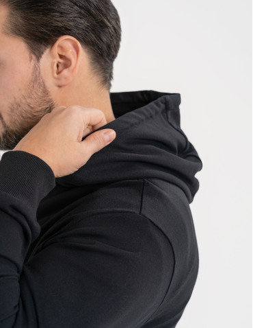 Bluzy dresowe - Bluza męska rozpinana gładka bawełniana z kieszeniami CZARNY - produkt 7