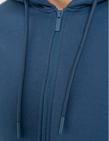 Bluzy dresowe - Bluza męska rozpinana gładka bawełniana z kieszeniami NIEBIESKI - produkt 5