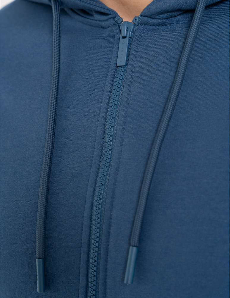 Bluzy dresowe - Bluza męska rozpinana gładka bawełniana z kieszeniami NIEBIESKI - produkt moraj.pl 5