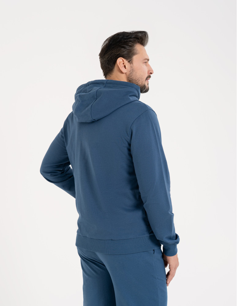 Bluzy dresowe - Bluza męska rozpinana gładka bawełniana z kieszeniami NIEBIESKI - produkt moraj.pl 4