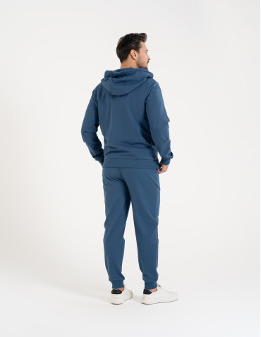 Bluzy dresowe - Bluza męska rozpinana gładka bawełniana z kieszeniami NIEBIESKI - produkt 10