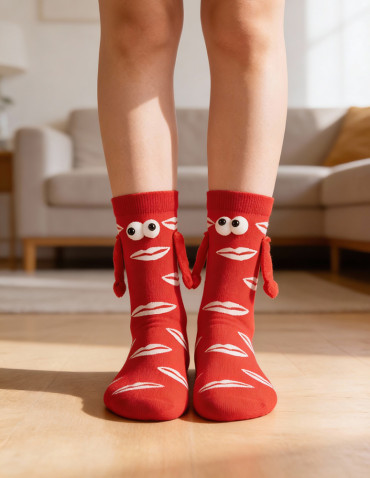 Skarpetki długie - Zabawne skarpety damskie Friendsy z magnetycznymi rączkami WZÓR 3 - produkt 3